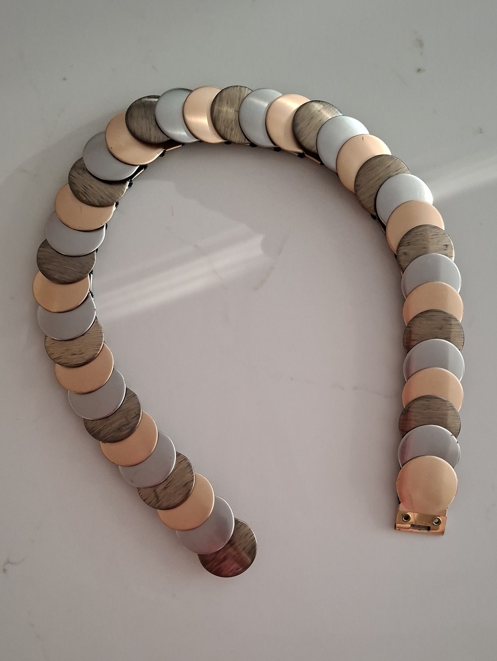 Metallic Gold, Silver & Bronze Elasticated Coin/Disc Waist Belt (Size XS-S)